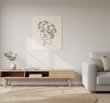 Poster wohnzimmer silhouette minimalistisch süße frau floral - TenStickers