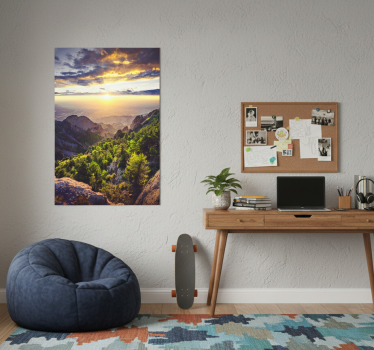Poster wohnzimmer sonnenaufgang in den bergen - TenStickers