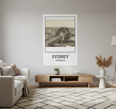 Poster wohnzimmer sydney in schwarz-weiß - TenStickers