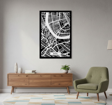 Poster wohnzimmer topografische karte basel - TenStickers