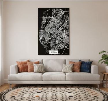 Poster wohnzimmer topografische karte sevilla - TenStickers
