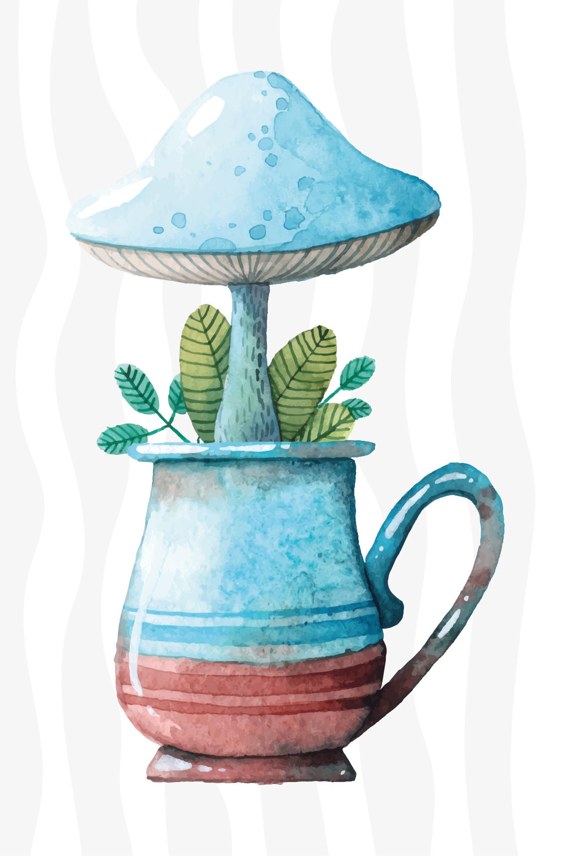 Küchenposter mit süßem pilzdesign in tasse - TenStickers