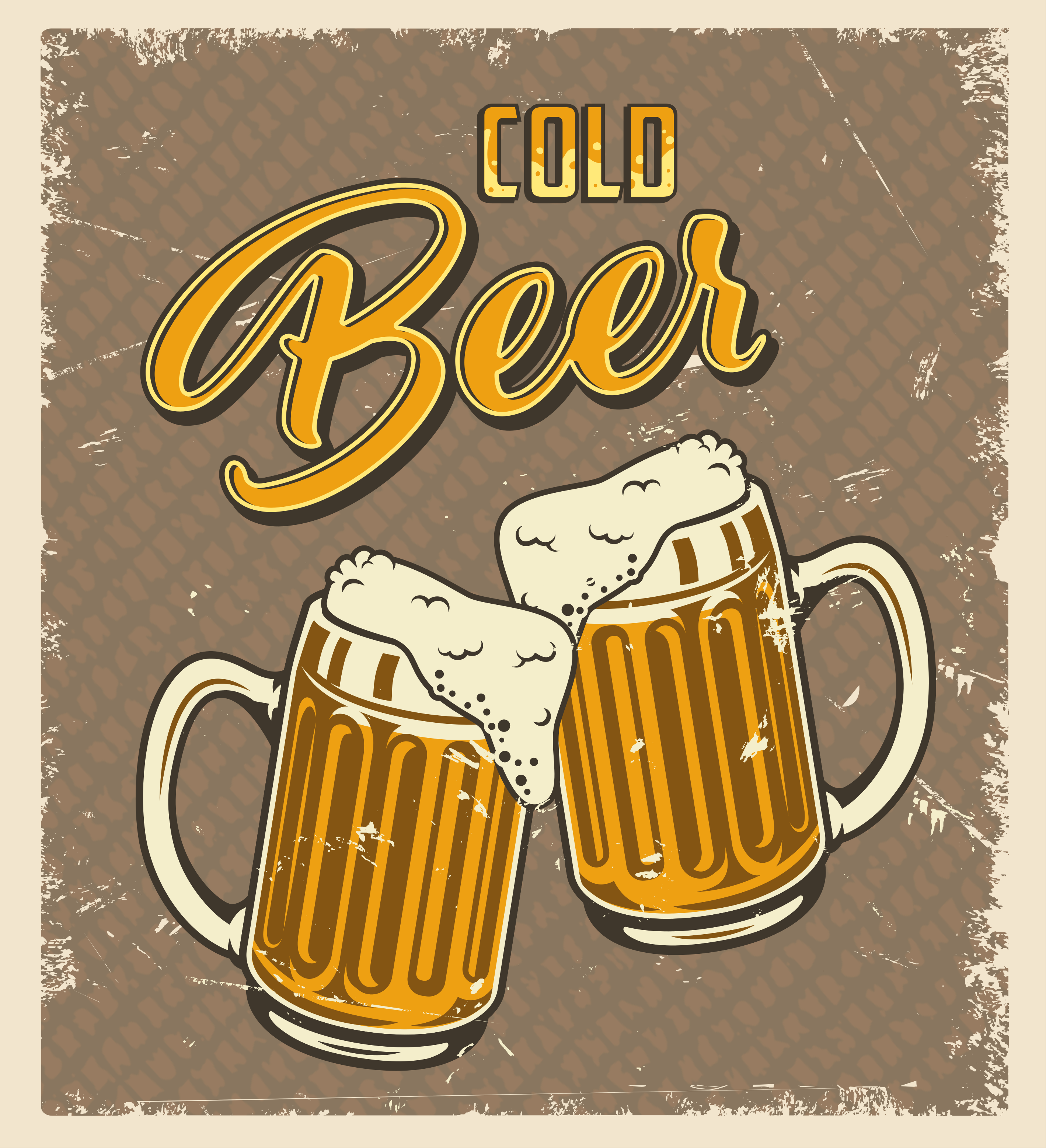 Küchenposter retro effekt mit kaltem bier - TenStickers