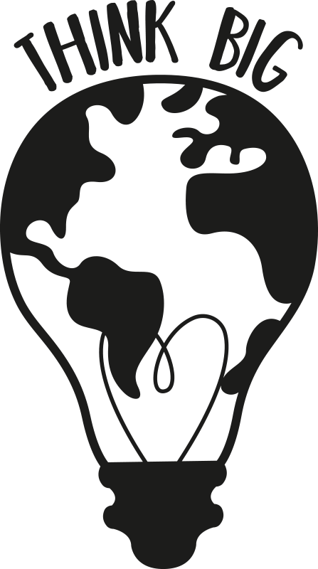 Poster büro groß denken mit weltkarte - TenStickers