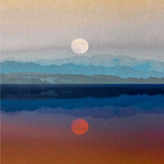 Poster wohnzimmer mit schönem monddesign im weltraum - TenStickers