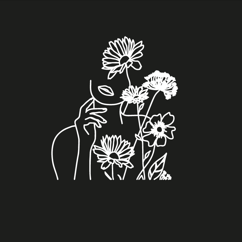 Poster wohnzimmer frau und sonnenblumen minimalistisches design - TenStickers