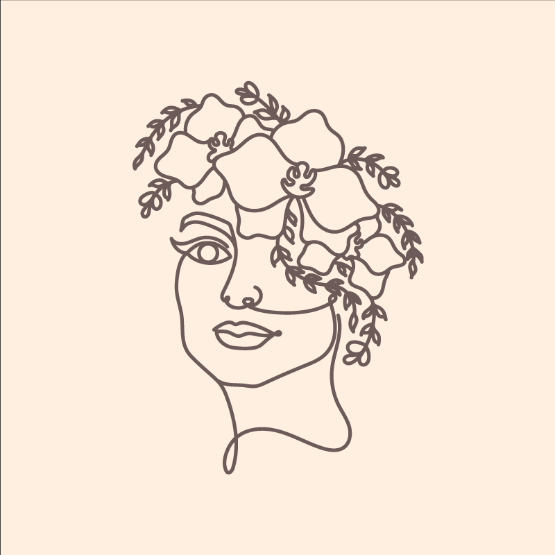 Poster wohnzimmer silhouette minimalistisch süße frau floral - TenStickers