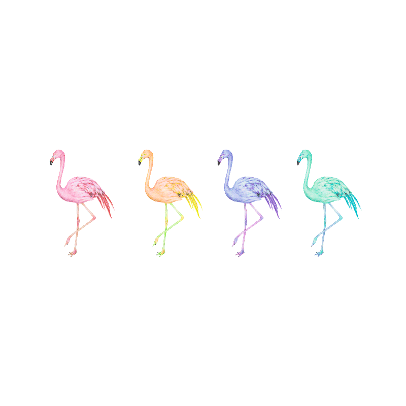 Poster wohnzimmer mit bunten nahtlosen flamingos - TenStickers