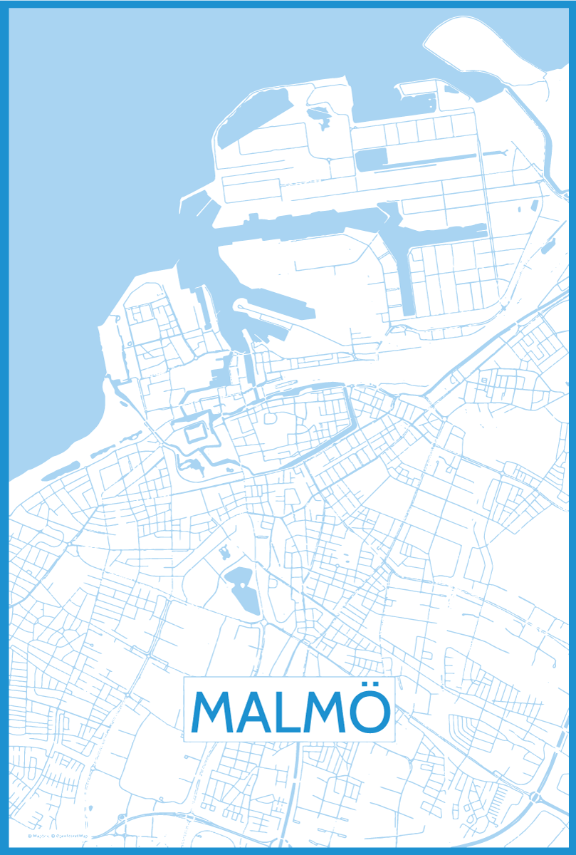 Poster wohnzimmer karte von malmö - TenStickers