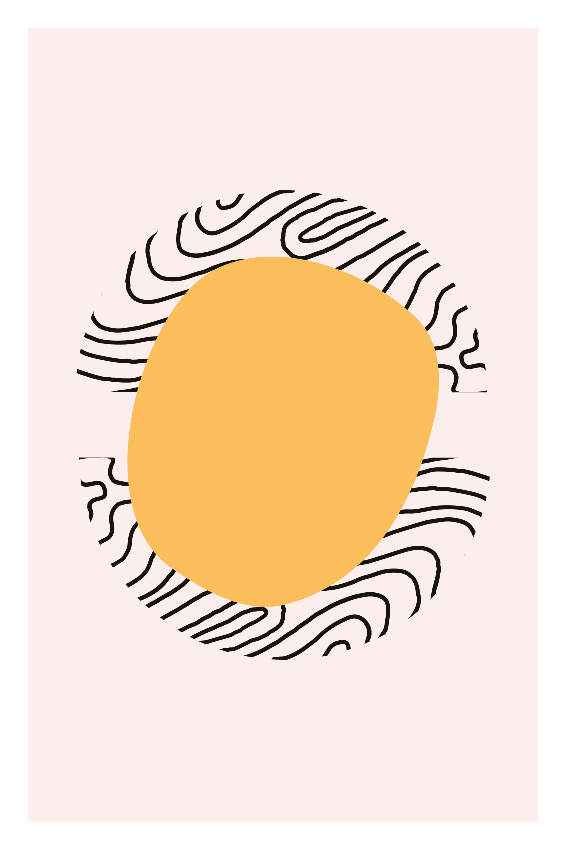 Poster wohnzimmer linien und gelbe form - TenStickers