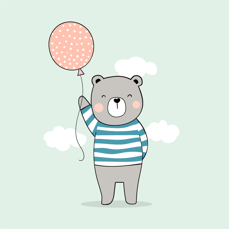 Poster kinderzimmer babybär mit ballon - TenStickers