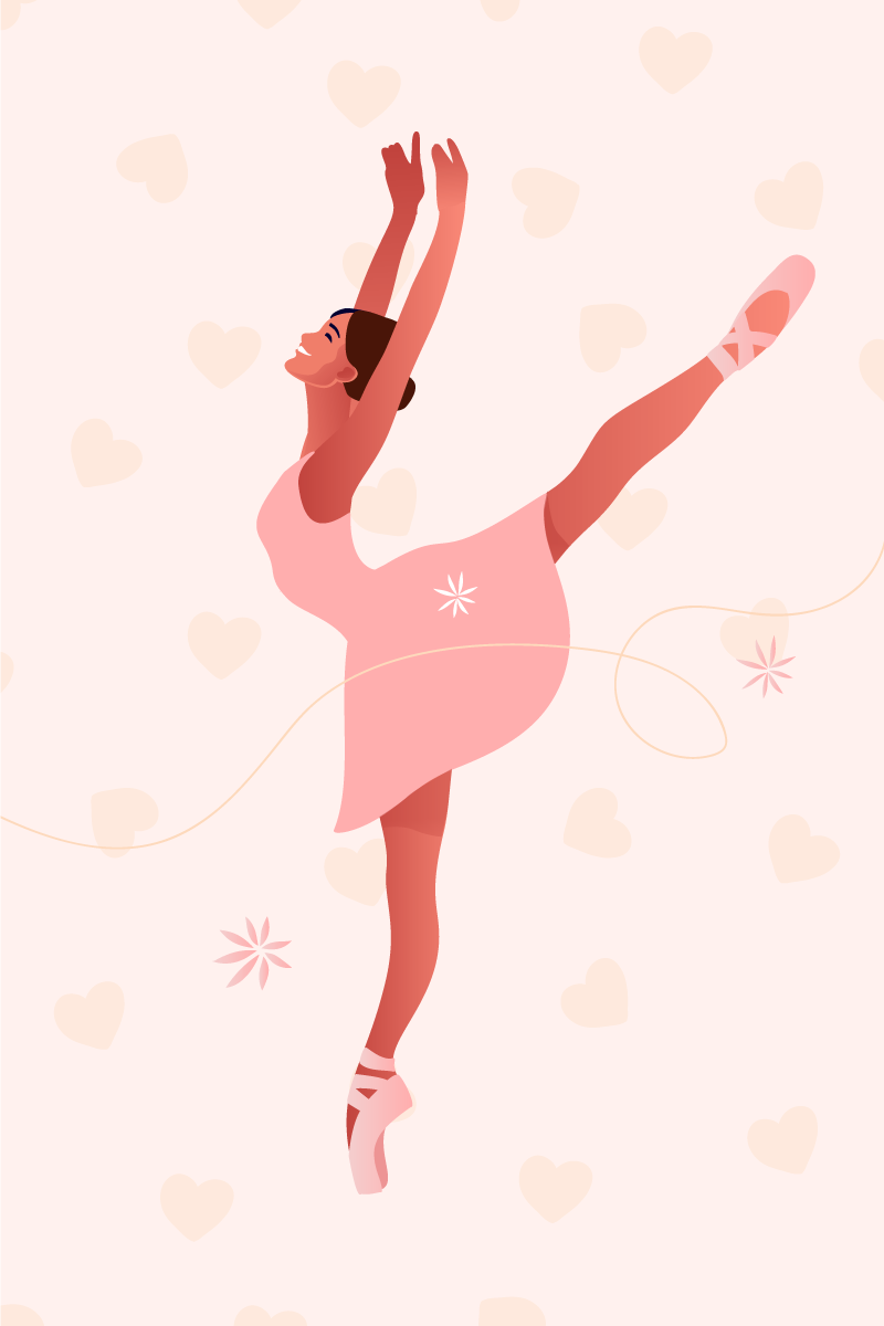 Poster kinderzimmer ballerina mit herzen - TenStickers