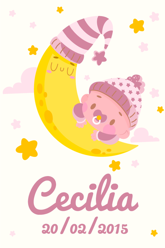 Poster kinderzimmer baby mit name und geburtstag - TenStickers