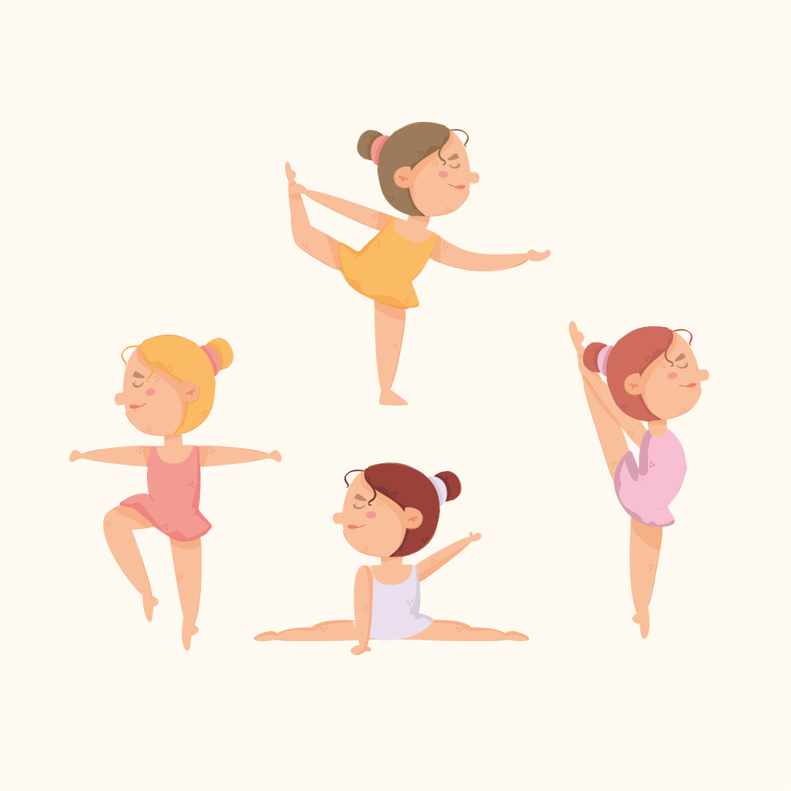 Poster kinderzimmer set von ballerinas beim dehnen - TenStickers