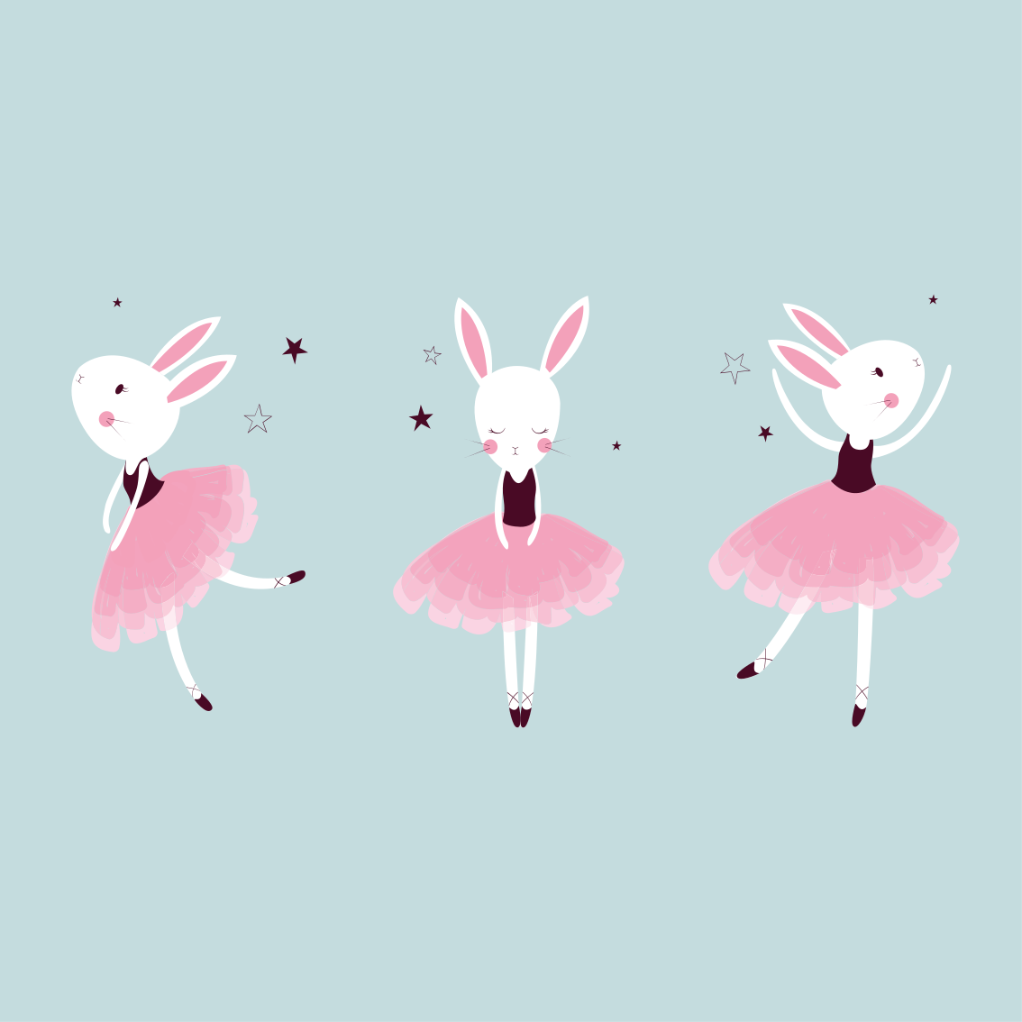 Poster kinderzimmer ballerina-hase in rosen - TenStickers