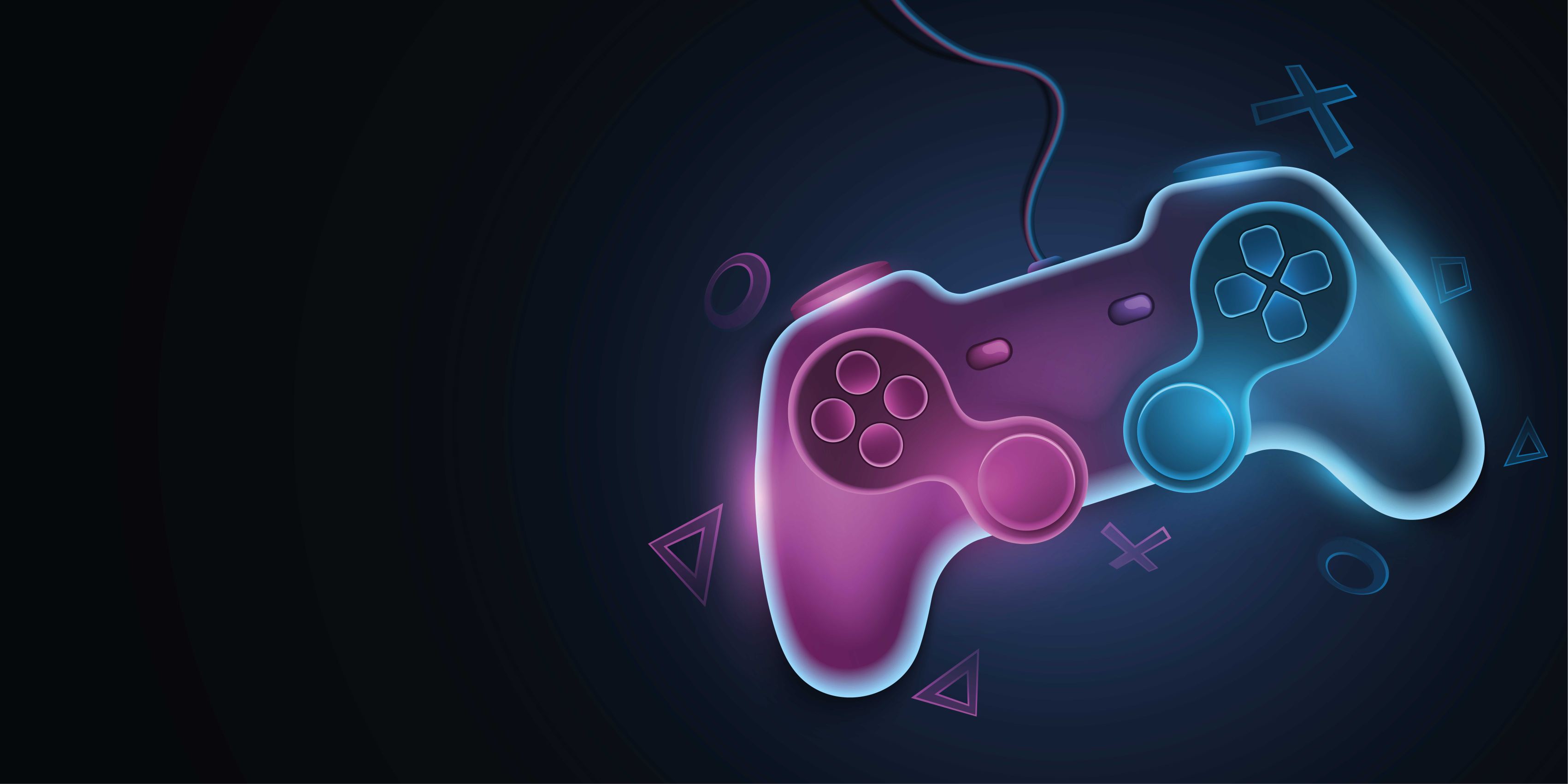 Gaming poster mit bunten neon-pads grafik - TenStickers