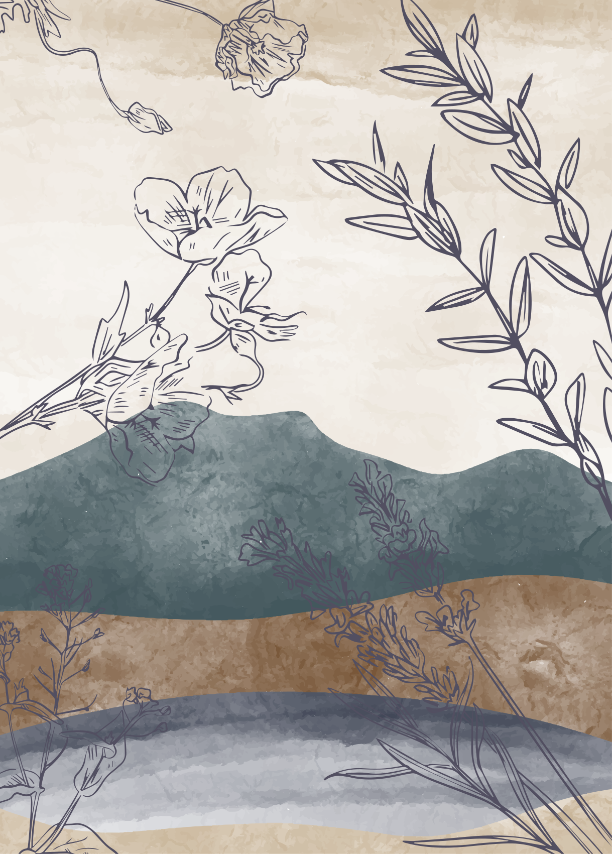 Poster blumen und pflanzen botanische silhouette - TenStickers