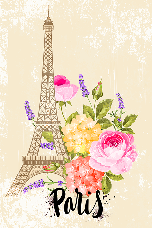 Poster länder und städte eiffel städte im frühling - TenStickers