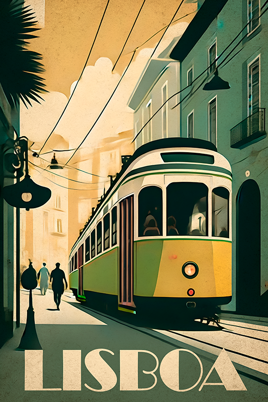Poster länder und städte lissabon vintage illustration - TenStickers