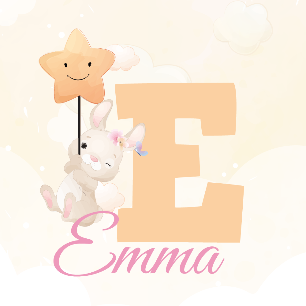Personalisierte poster glücklicher hase mit stern - TenStickers