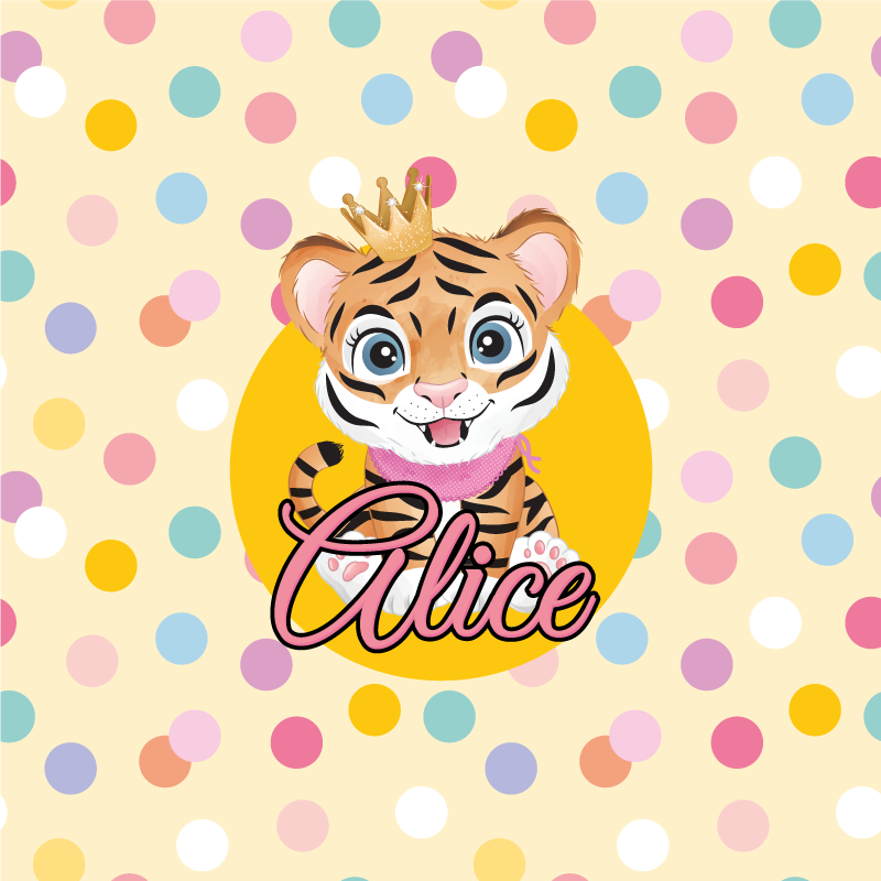 Personalisierte poster niedlicher tiger charakter - TenStickers