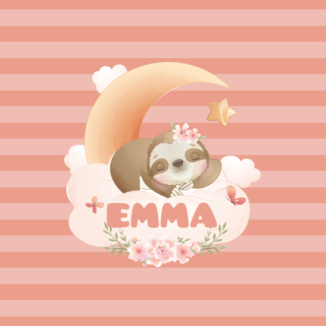 Personalisierte poster faultier und mond - TenStickers