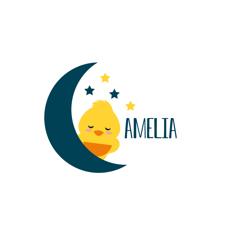 Personalisierte poster schlafende küken mond - TenStickers