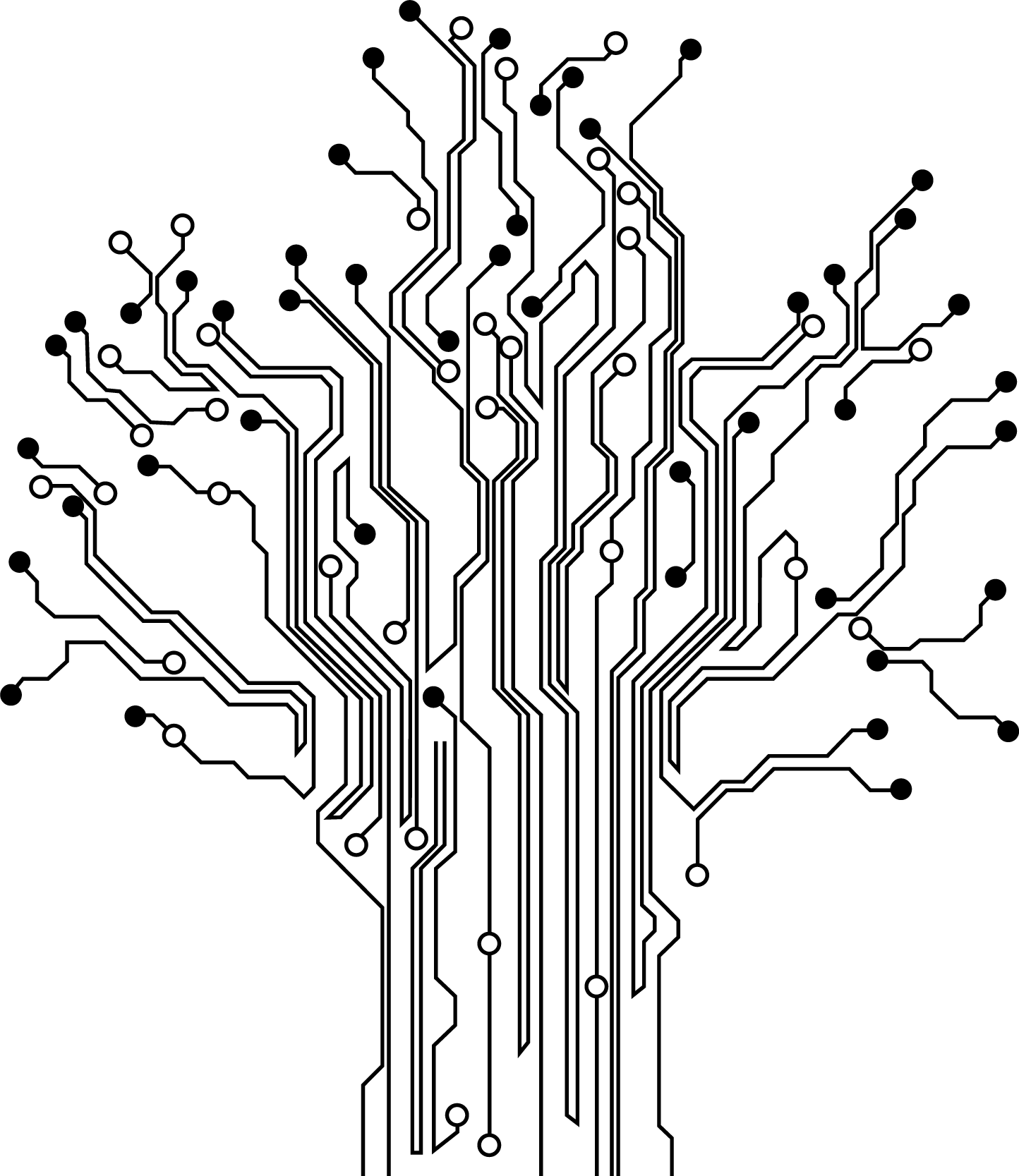 Poster baum dekoratives schaltkreis vinyl - TenStickers