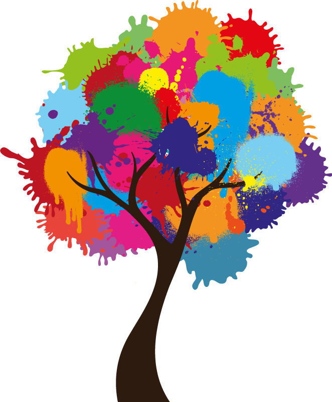 Poster baum farbexplosionen - TenStickers