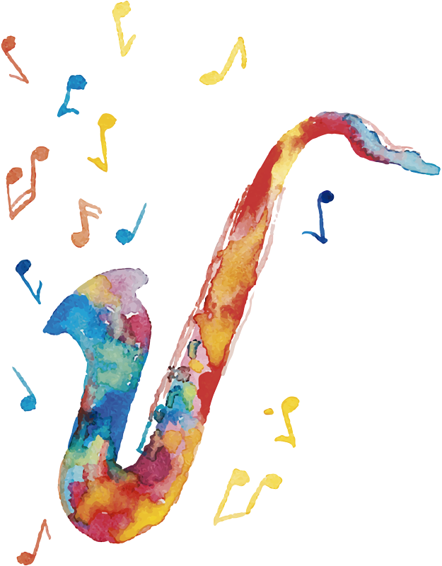 Musik poster bunte saxophonillustration - TenStickers