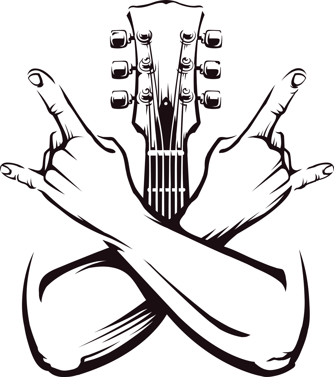 Musik poster mit dem zeichen der gekreuzten hände - TenStickers