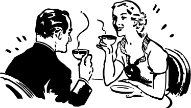 Vintage poster paar beim kaffeegenuss - TenStickers