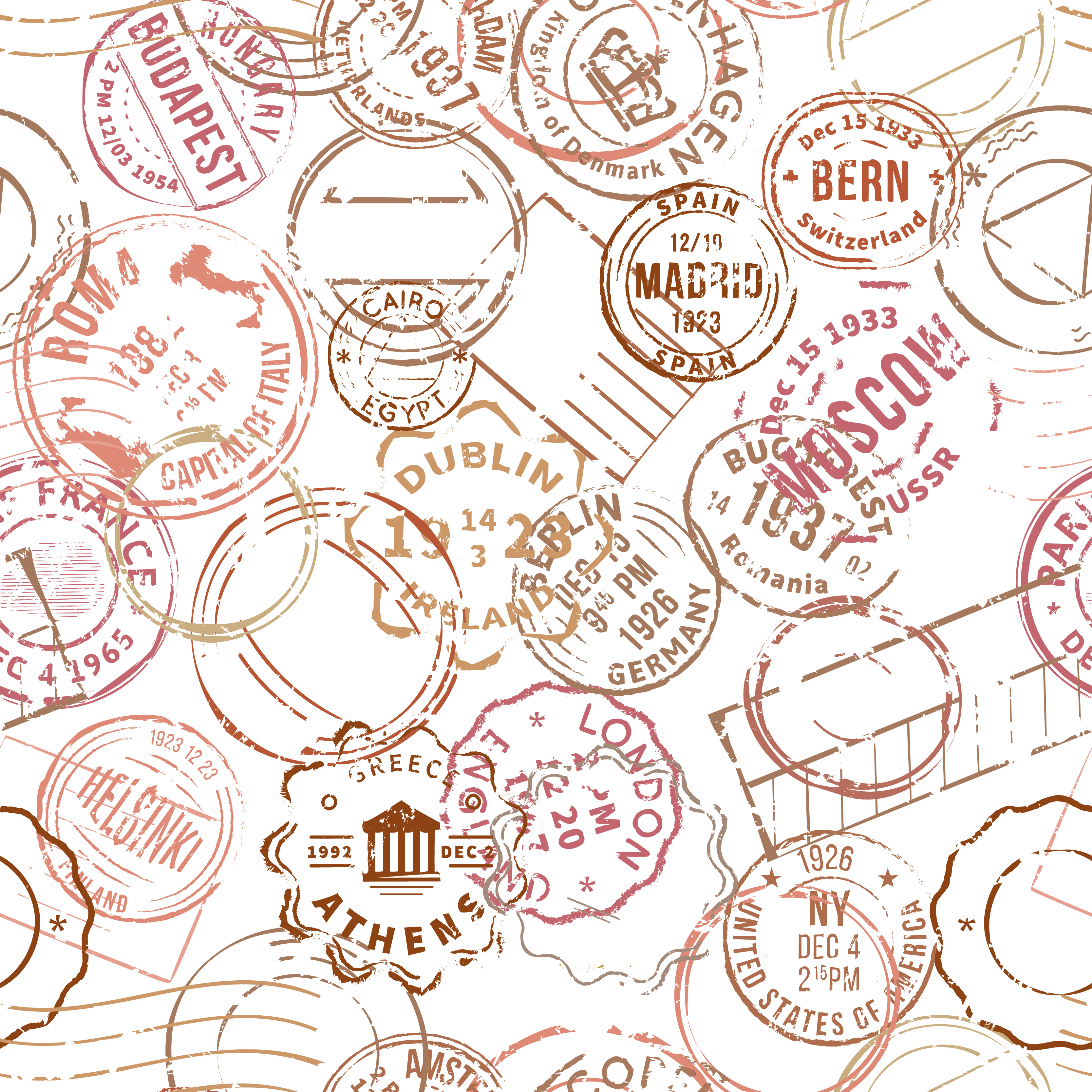 Vintage poster mit retro briefmarken - TenStickers