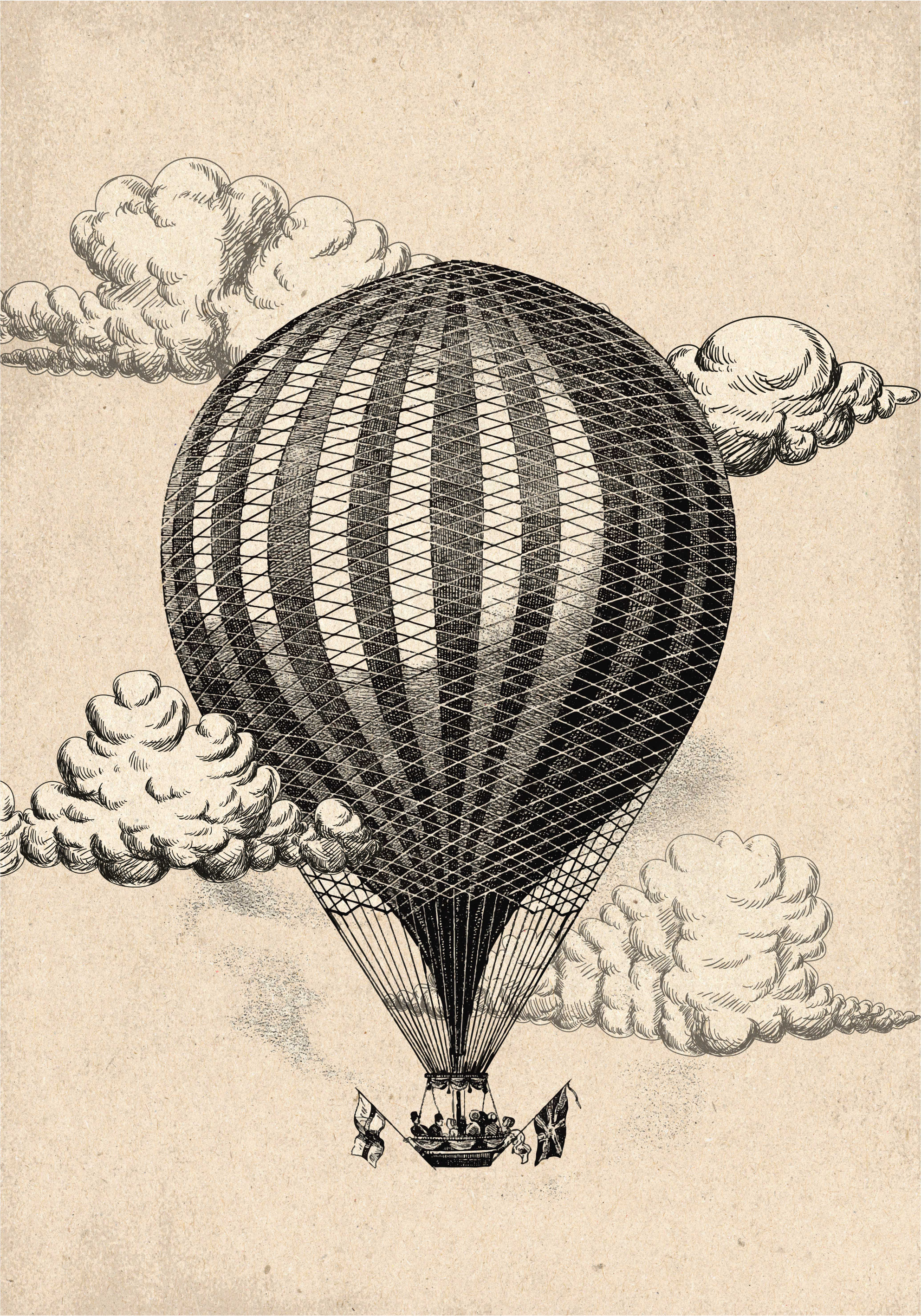 Vintage poster heißluftballon im retro-stil - TenStickers