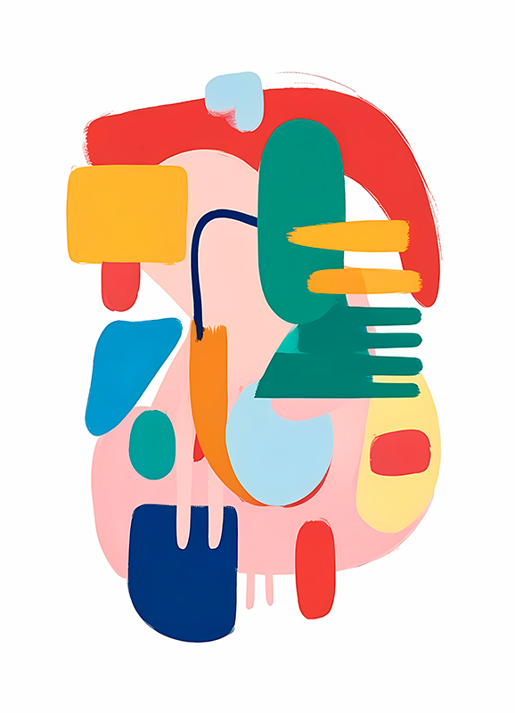 Poster abstrakt mit bunten formen - TenStickers