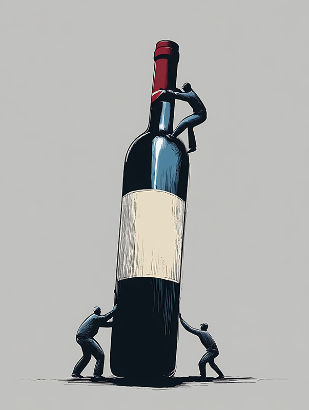 Poster abstrakt beim genießen einer flasche wein - TenStickers