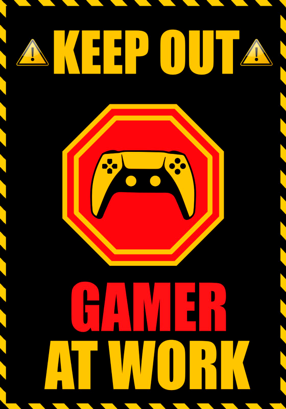 Gaming poster "gamer" bei der arbeit - TenStickers