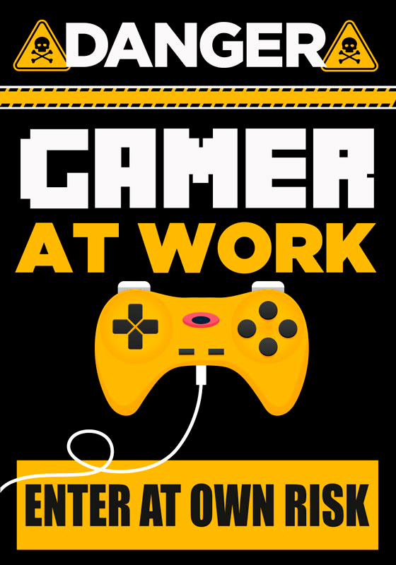 Gaming poster achtung gamer bei der arbeit - TenStickers
