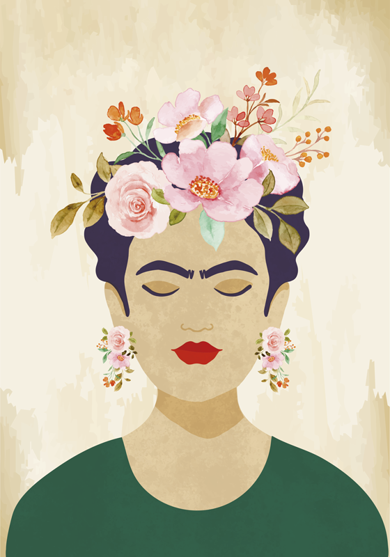 Blumenposter frau mit blumen - TenStickers