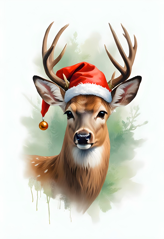Poster weihnachten mit rentier und weihnachtsmann - TenStickers
