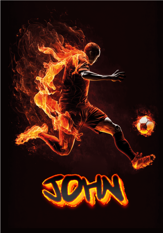 Poster fußball spieler in flammen - TenStickers