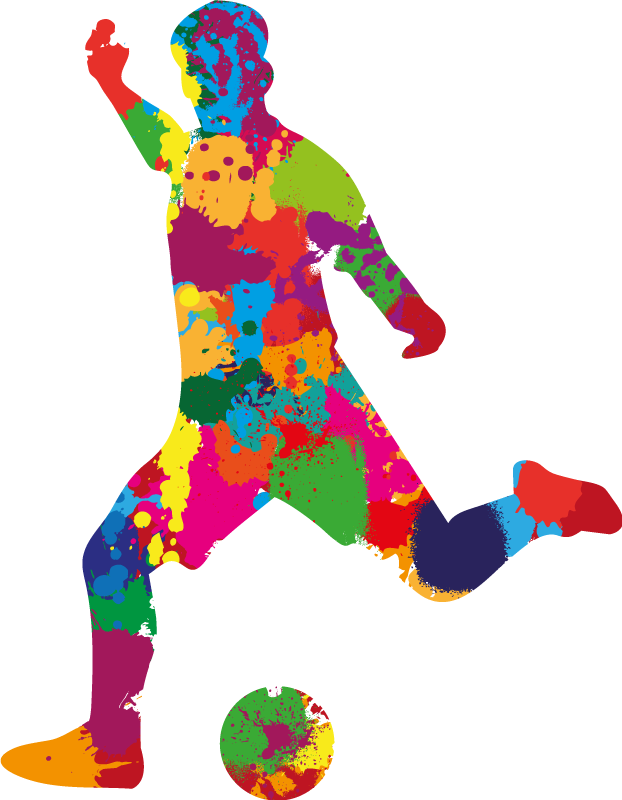 Poster fußball spieler mit farbklecksen - TenStickers