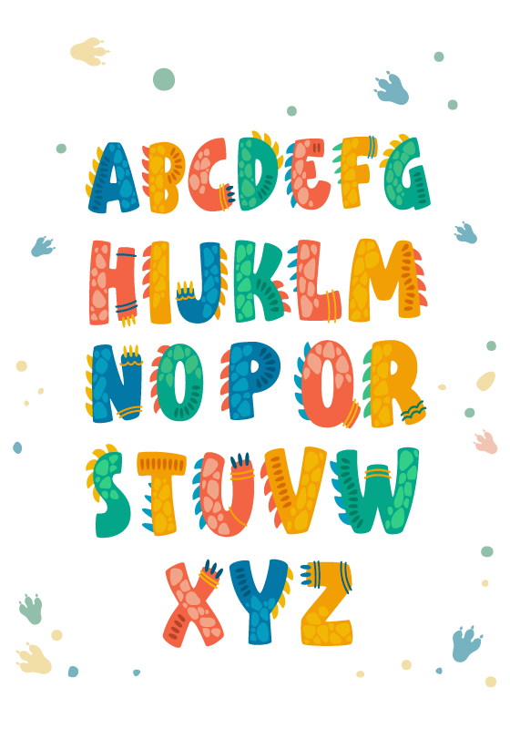 Poster Alphabet mit Dinosaurier Design - TenStickers