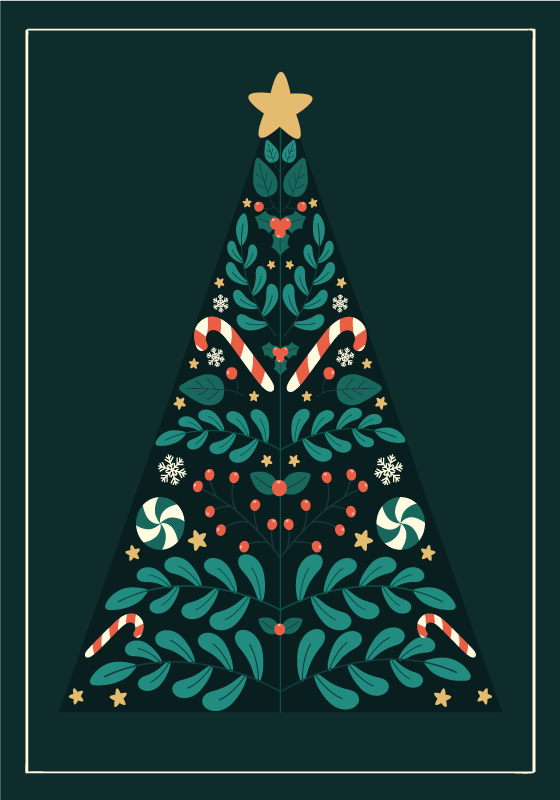 Poster geschmückter Weihnachtsbaum - TenStickers