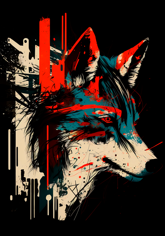 Poster abstrakter Wolf Design - TenStickers