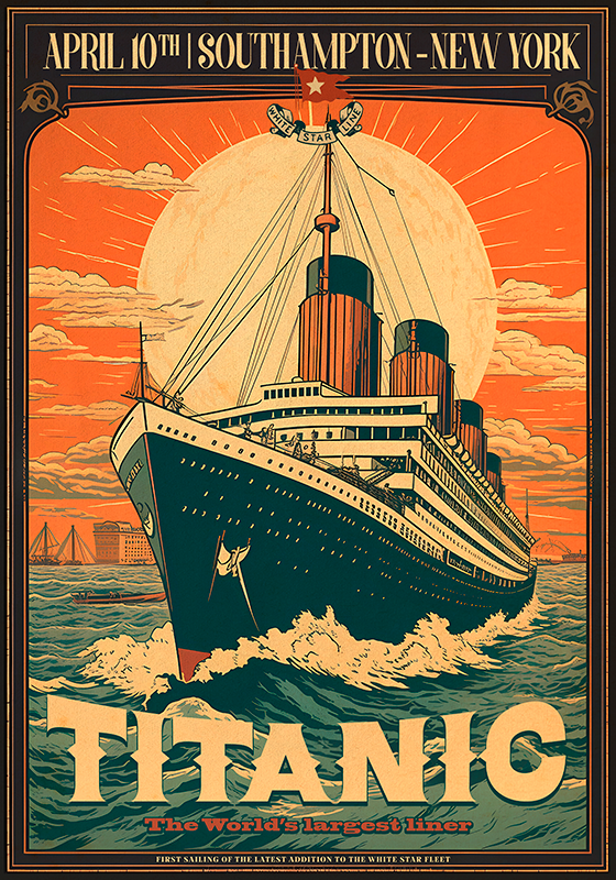 Vintage Poster die Jungfernfahrt der Titanic - TenStickers