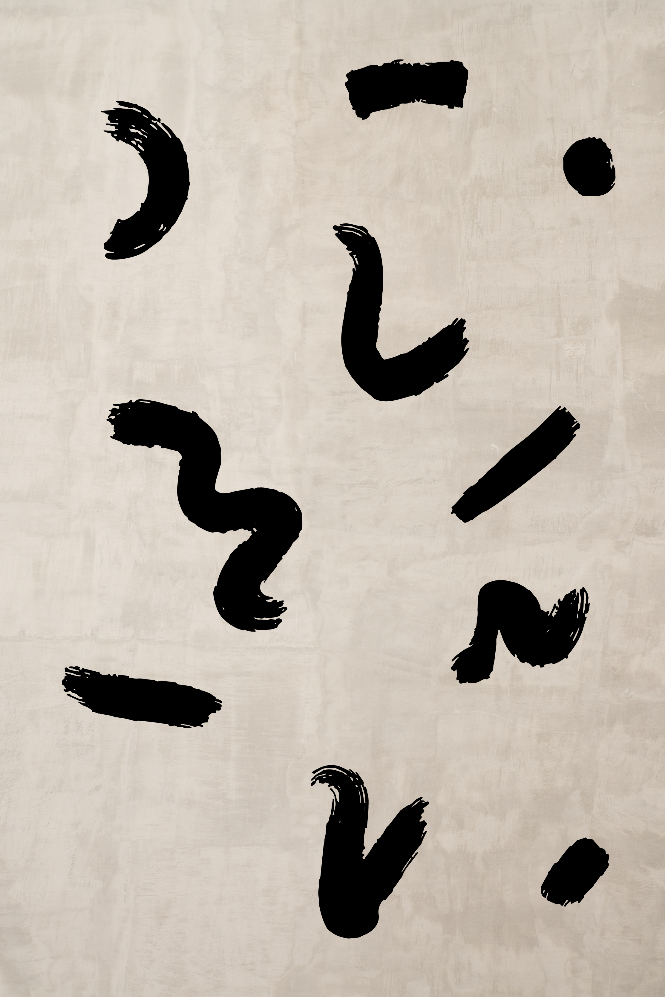 Nordisches Poster pinselformen in schwarz - TenStickers