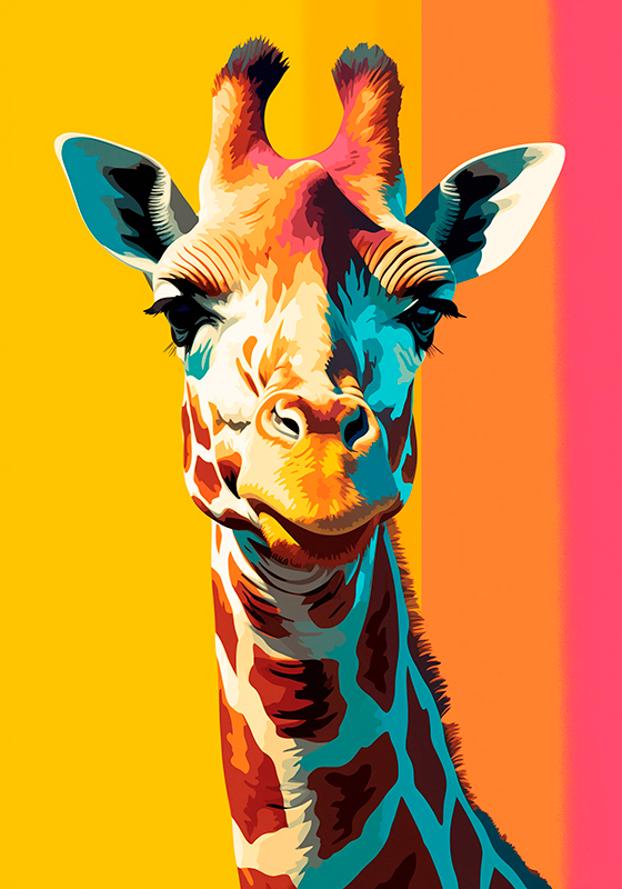 Pop-Art-Plakat giraffenporträt - TenStickers