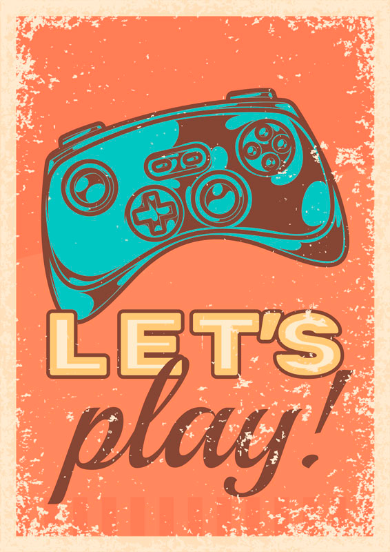 Gaming Poster Let's Play! - TenStickers