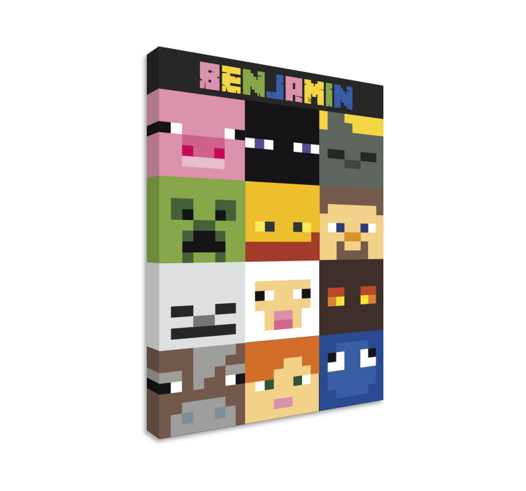 Leinwandbild personalisiert gaming-pixelgesichter - TenStickers